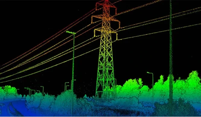 Nor de puncte LiDAR pentru linie electrică și coridor de infrastructură